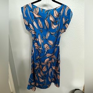 Reiss NWT Sarah Blue Print Midi Dress Size 4